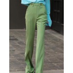 Green High Waist Mopping Trousers Women Fashion Green Slim Long Trouser Streetwear Casual Solid Woman Pants