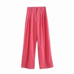 2021 Women Fashion Wide Leg Pants Linen Textured Vintage Loose trousers woman Pants y2k pantalon pour femme