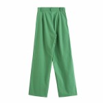 2021 Women Fashion Wide Leg Pants Linen Textured Vintage Loose trousers woman Pants y2k pantalon pour femme