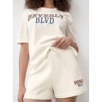 Zach AiIsa spring new age-reducing all-match sports style letter embroidery T-shirt + elastic high waist sports casual pants