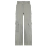 BIIKPIIK Casual Lounge Wear Straight Pants Loose Pockets Zipper Fly Mid-waisted Sweatpants Women's Trousers Solid-color Overalls